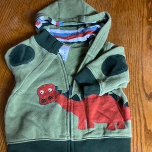 Infant fleece jacket 6-12 month green orange dinosaur zip hoodie